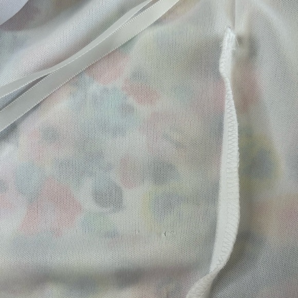 Tahari Arthur Levine Floral Faux Wrap Sheer Flutter Sleeve Tier Dress Size 12 - Picture 14 of 14